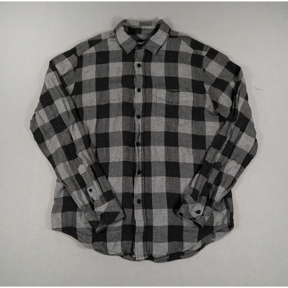 Rails Mens Lennox Button Down Shirt Charcoal Black Buffalo Check Size M Plaid